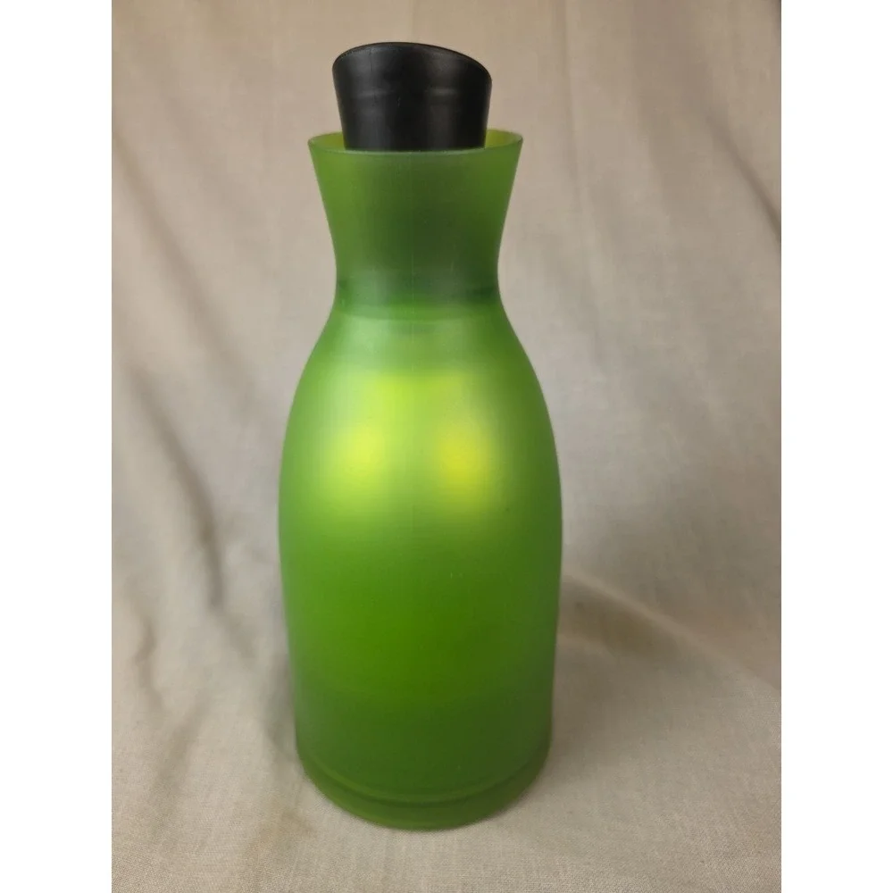 VIA Ancona Silver Glass Lined Thermal Decanter Green Vintage Rare Wine Coffee
